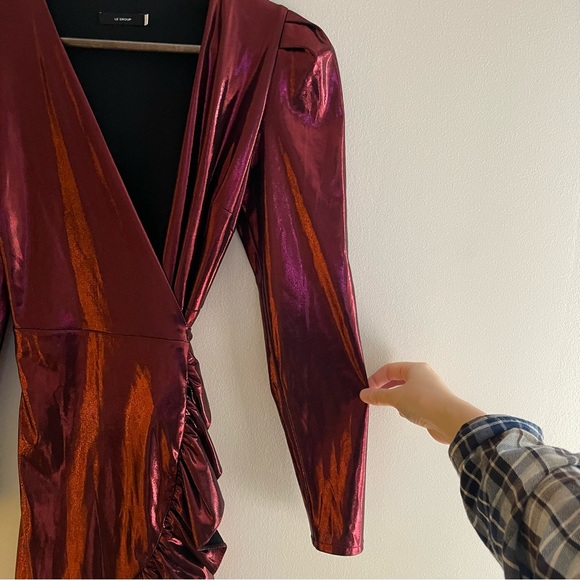 Le Group Made in Italy Metallic Wrap Dress - Picture 5 of 11